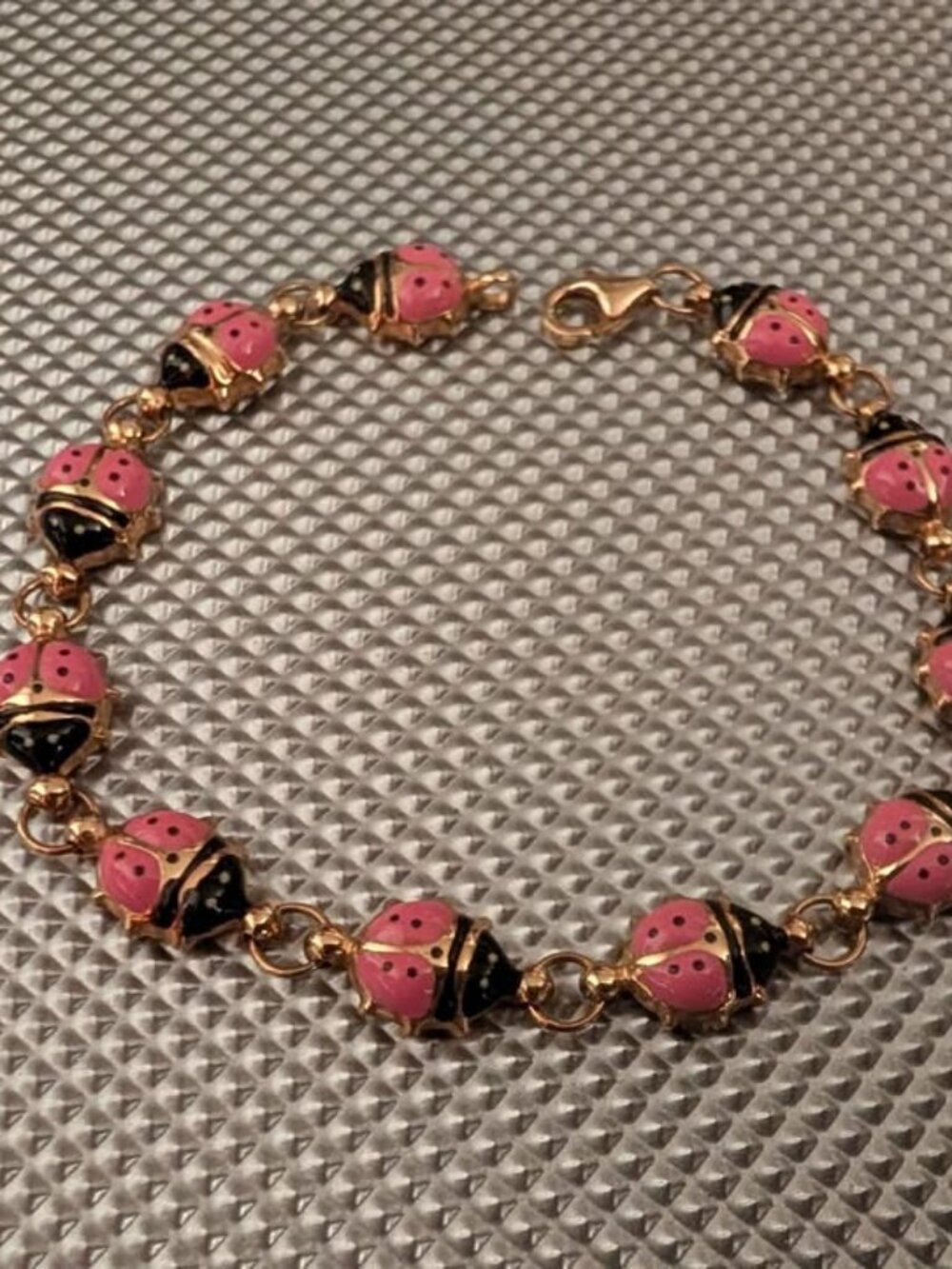 🐞🩷 14k Solid Gold Pink Ladybug Bracelet 🩷🐞